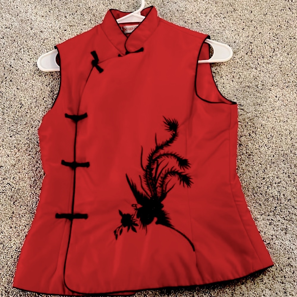 Vintage Chinese phoenix Vest 🏮red